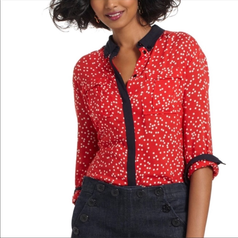 ANTHROPOLOGIE Maeve Polka Dot Bagatelle Blouse
